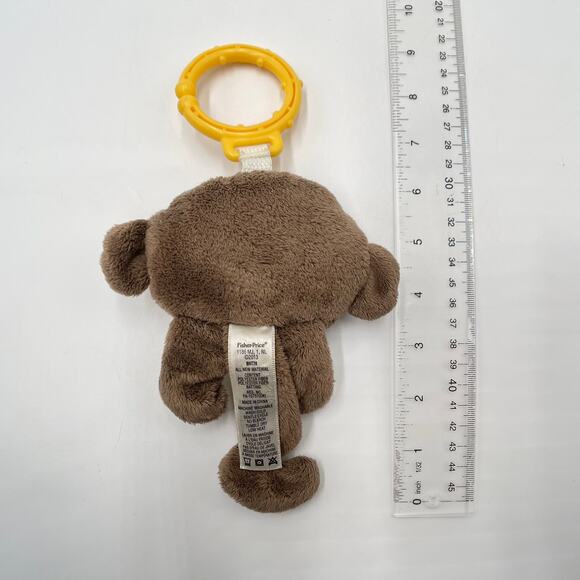 2013 Fisher Price 7" Monkey Plush Car Seat Clip Rattle Toy Brown Yellow Aztec - Picture 4 of 7